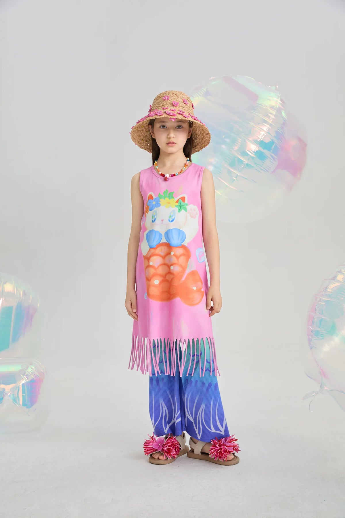 Poco Blush Hawaiian Mermaid Cat Tassel Maxi Skirt