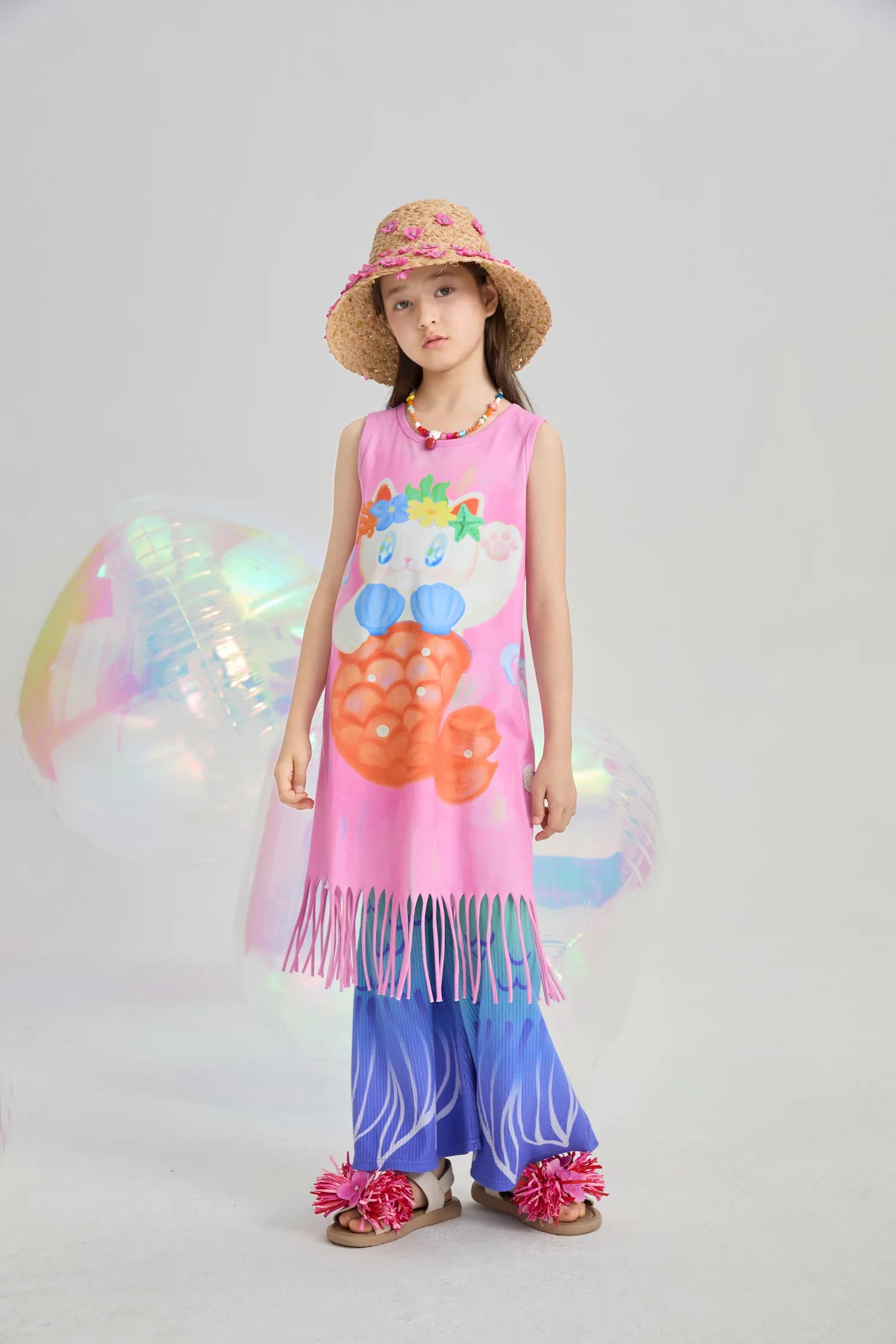 Poco Blush Hawaiian Mermaid Cat Tassel Maxi Skirt