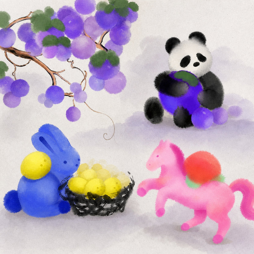 Poco Blush Ink-Wash Animals print story