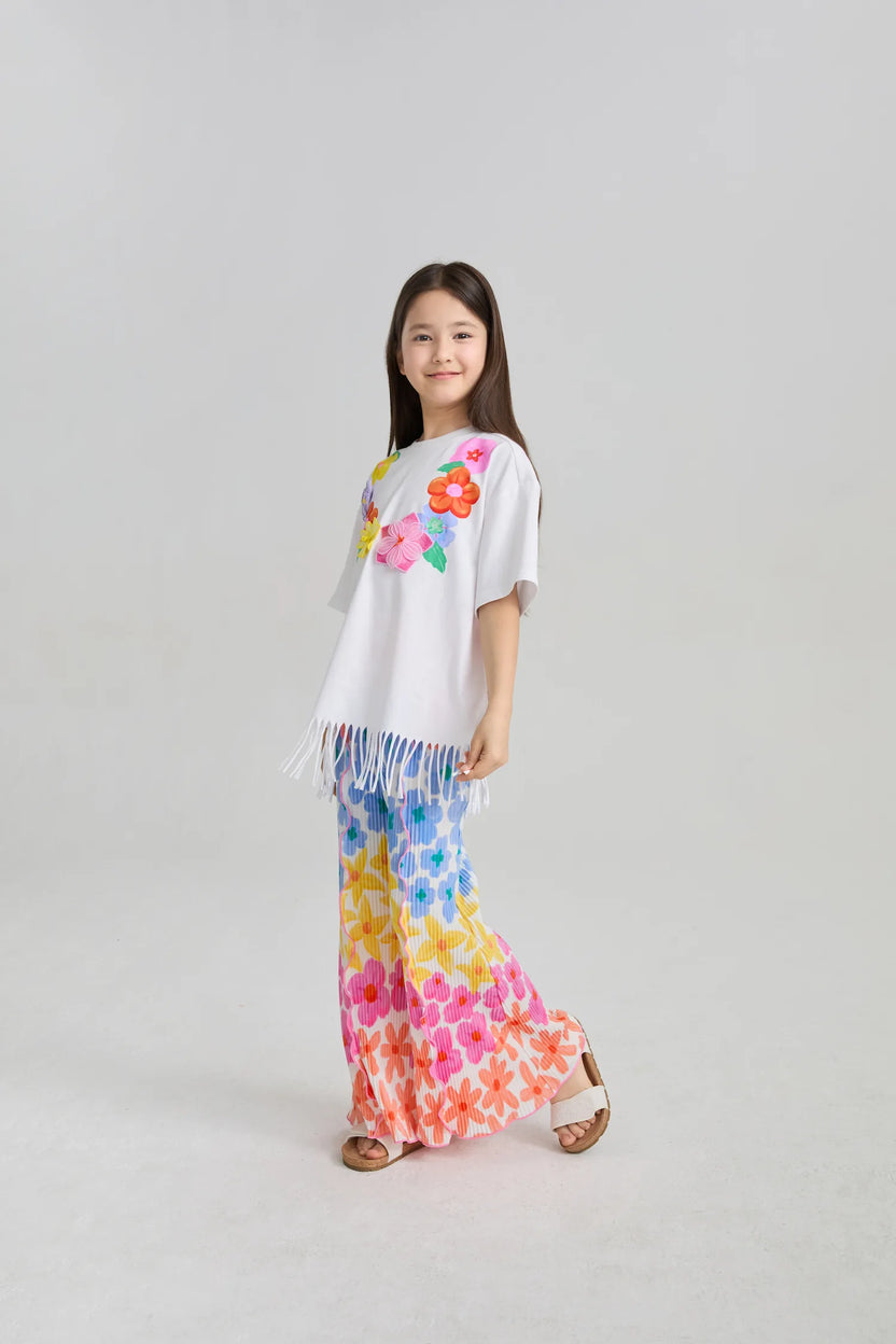 Palm Leaf Pleated Flare Pants by Poco Blush, image 10