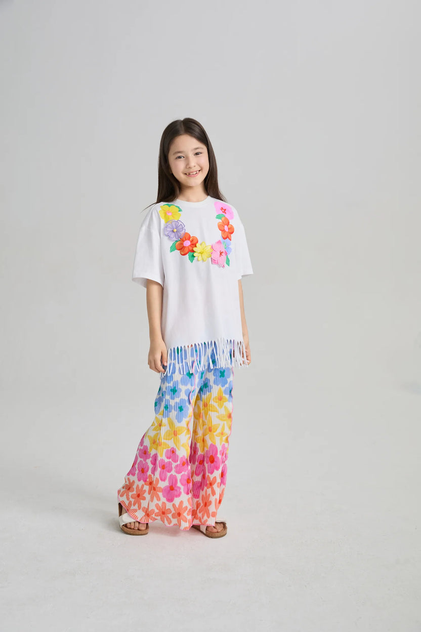 Palm Leaf Pleated Flare Pants by Poco Blush, image 11