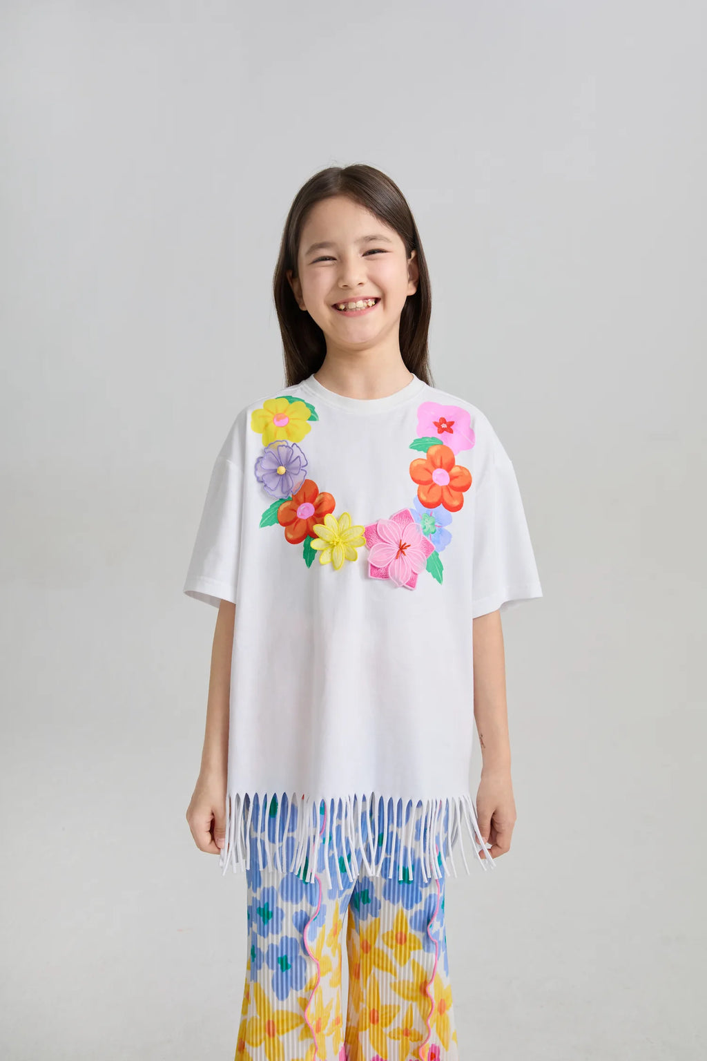 Poco Blush Palm Leaf Pleated Flare Pants