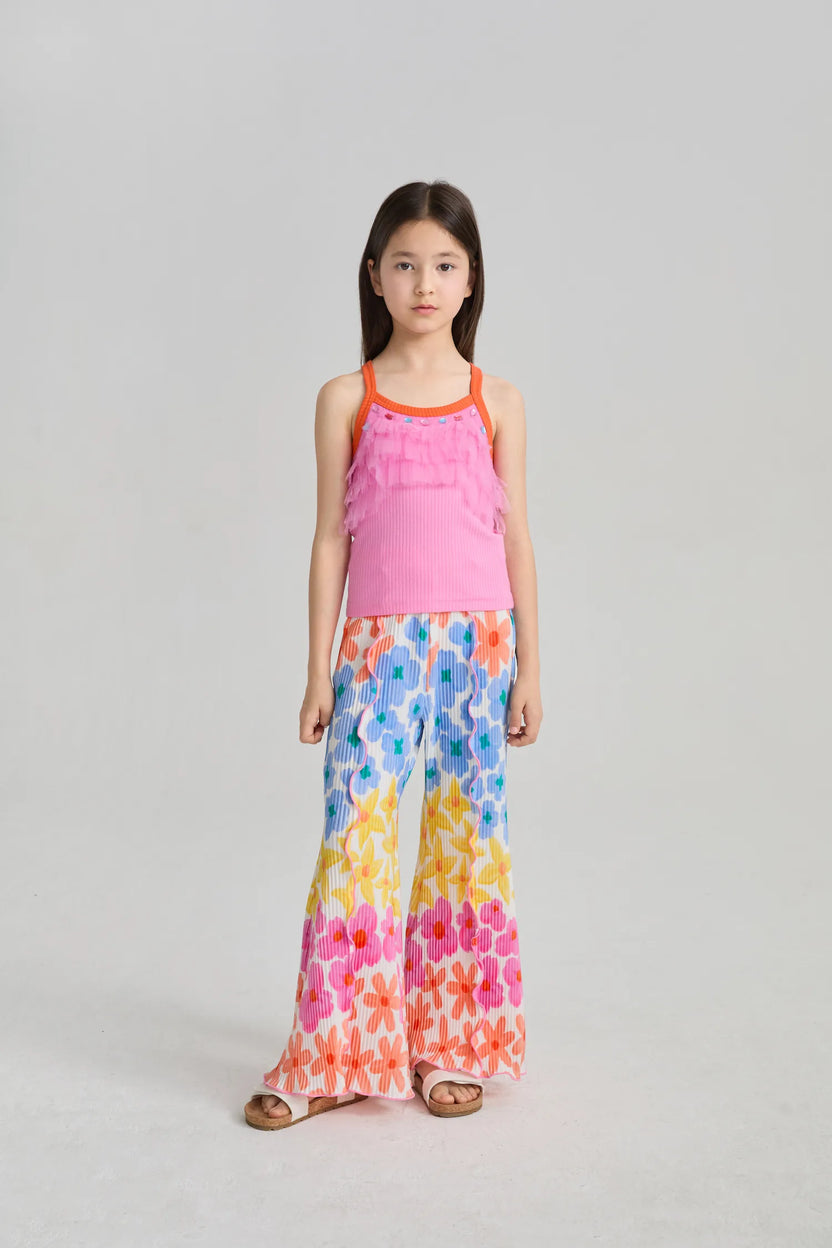 Palm Leaf Pleated Flare Pants by Poco Blush, image 18