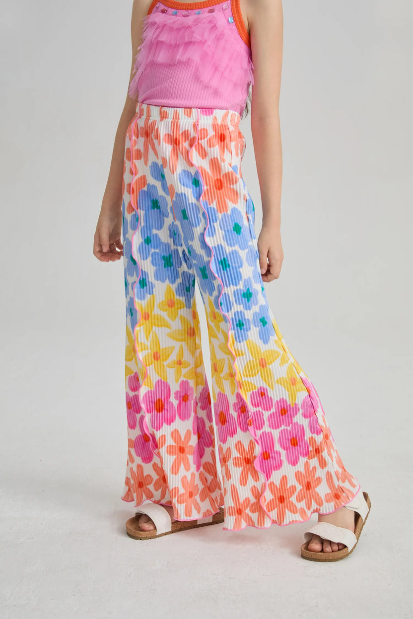 Palm Leaf Pleated Flare Pants by Poco Blush, image 7