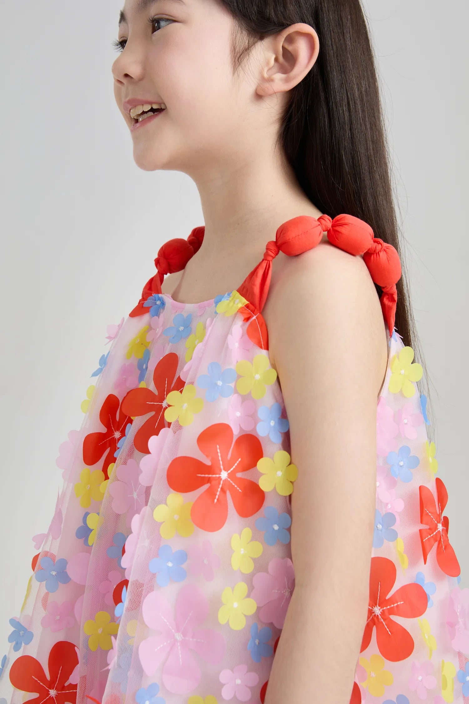 Poco Blush Tropical Bloom Embroidered Mesh Dress