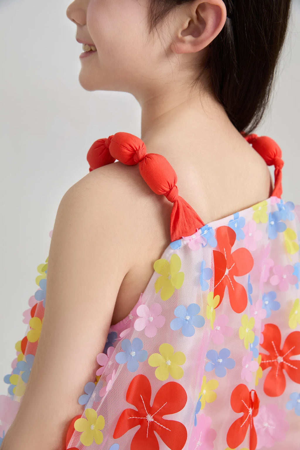 Poco Blush Tropical Bloom Embroidered Mesh Dress