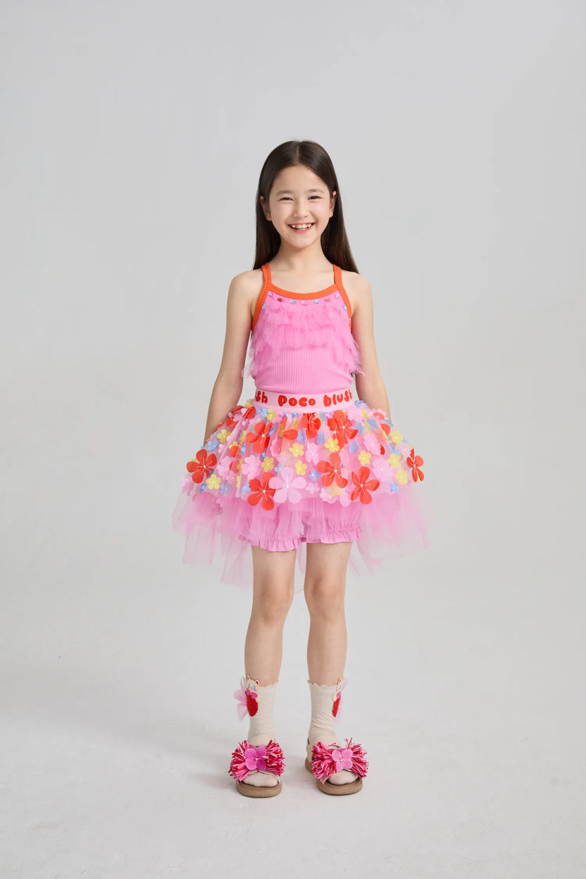 Tropical Flower Mesh Skort by Poco Blush, image 10