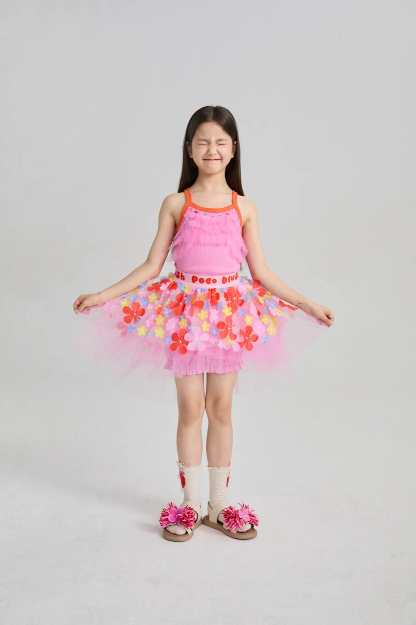 Tropical Flower Mesh Skort by Poco Blush, image 12