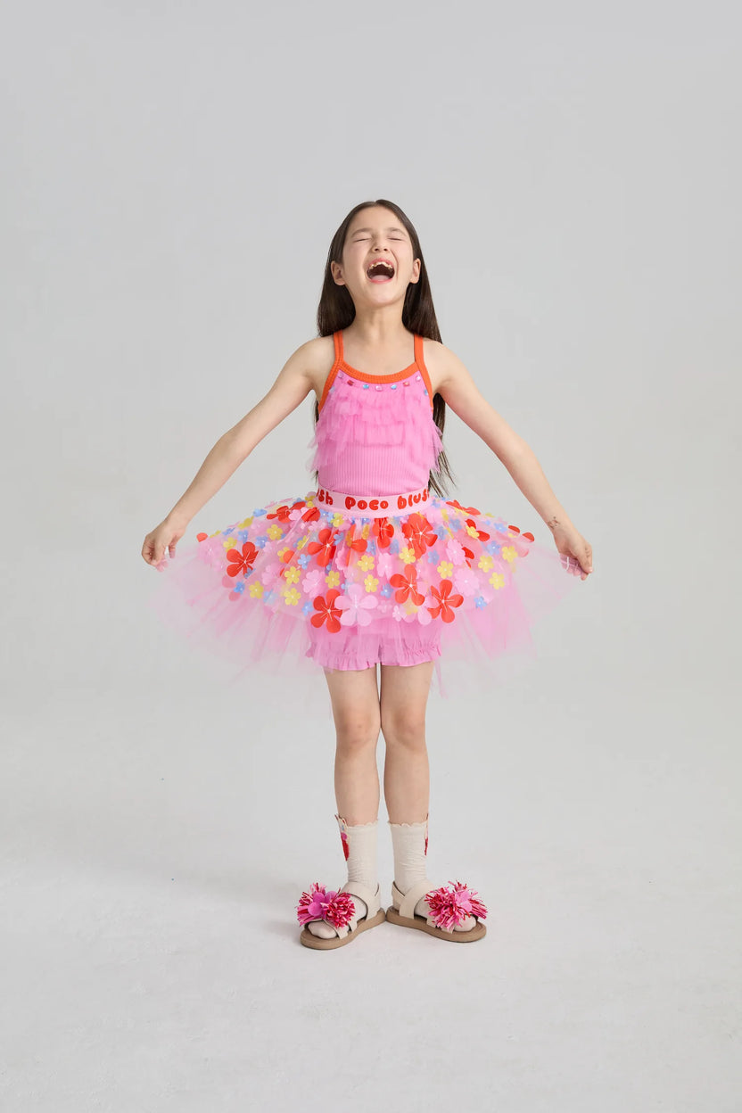 Tropical Flower Mesh Skort by Poco Blush, image 13