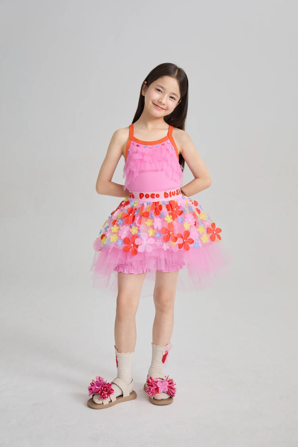 Poco Blush Tropical Flower Mesh Skort