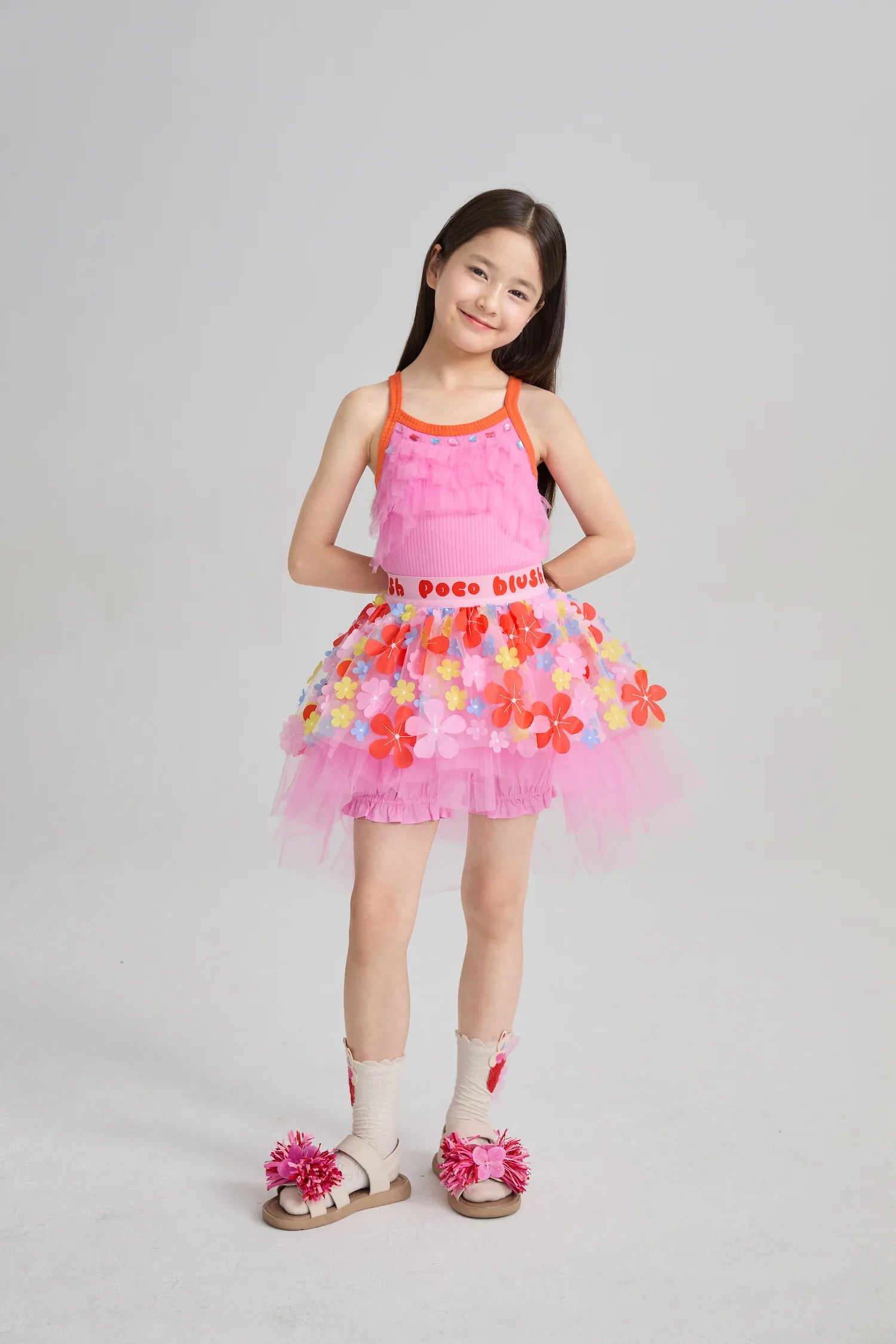 Poco Blush Tropical Flower Mesh Skort