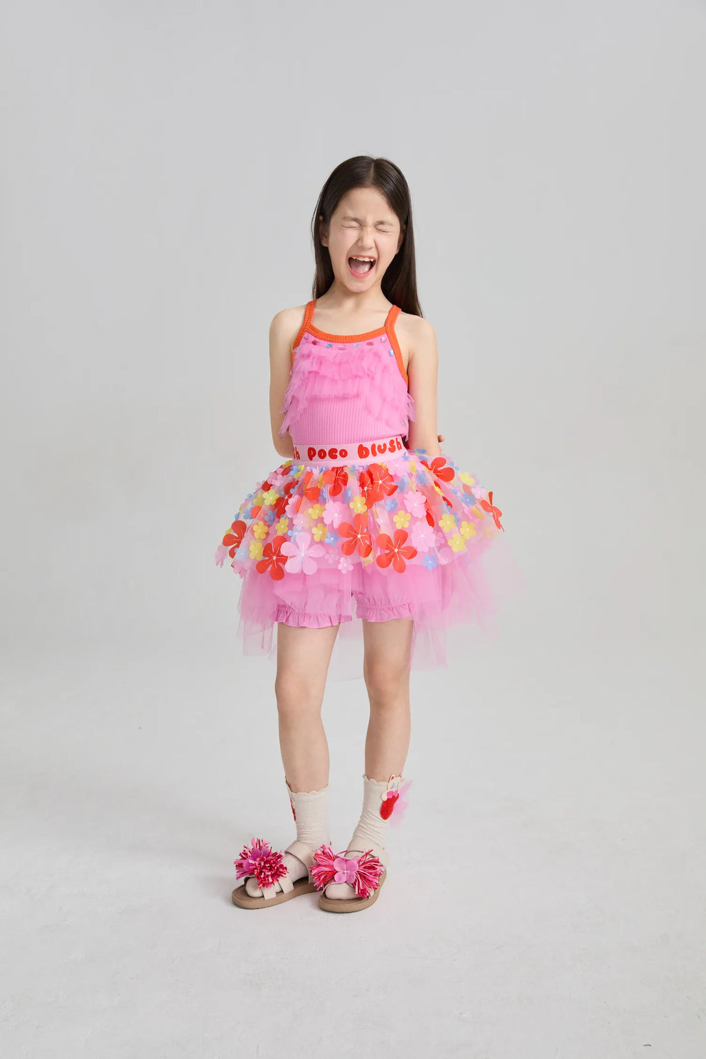 Poco Blush Tropical Flower Mesh Skort