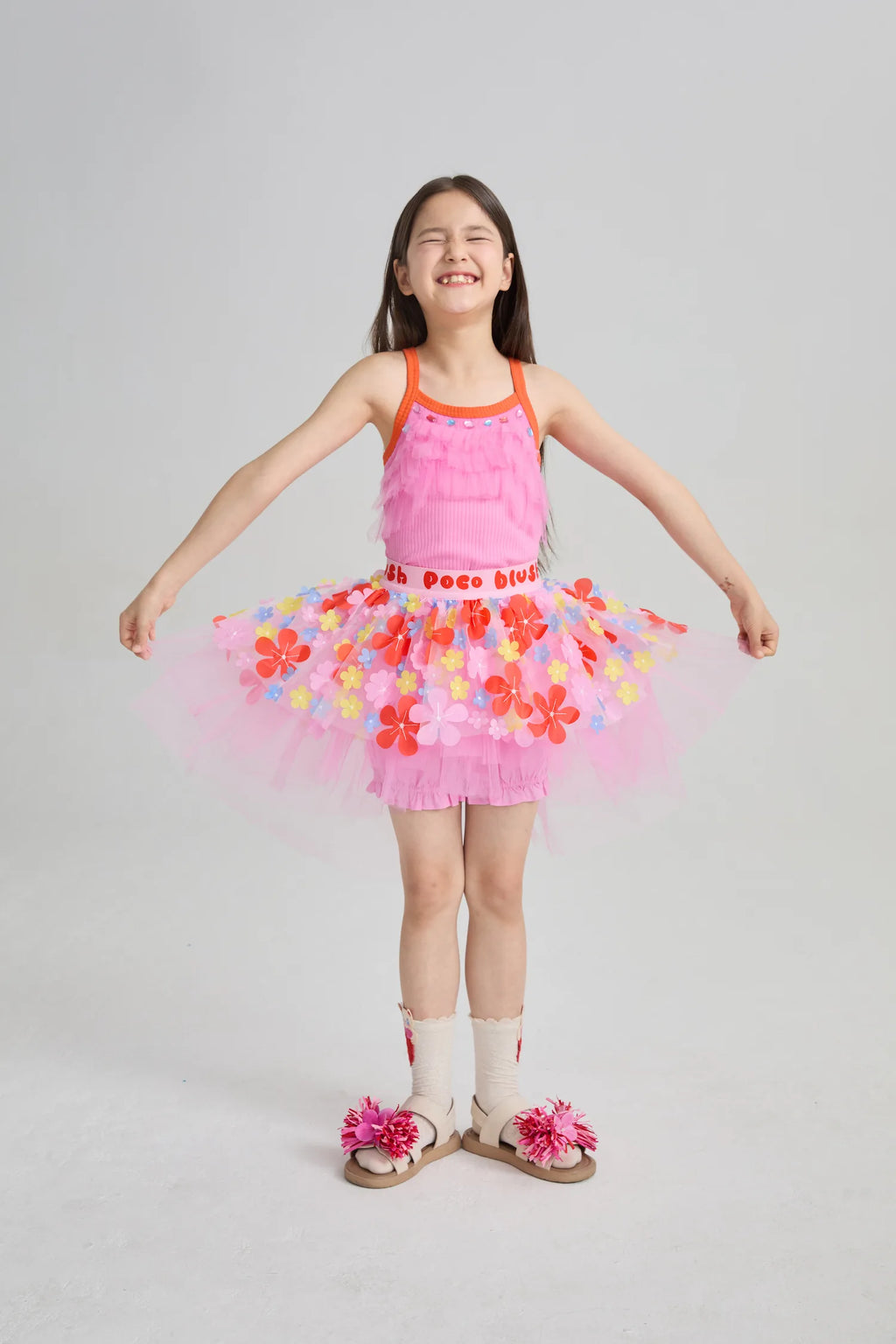 Poco Blush Tropical Flower Mesh Skort