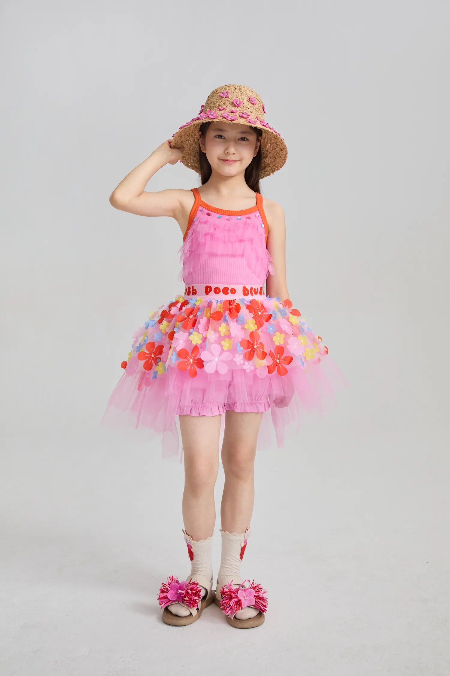 Poco Blush Tropical Flower Mesh Skort