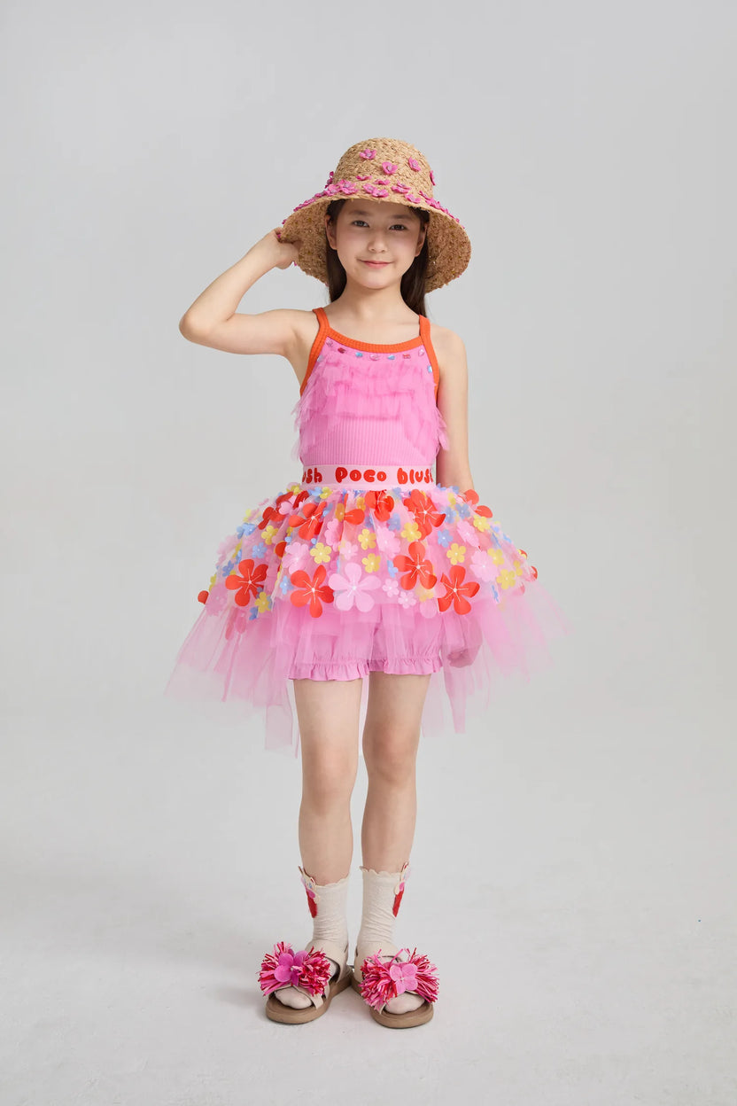 Poco Blush Tropical Flower Mesh Skort