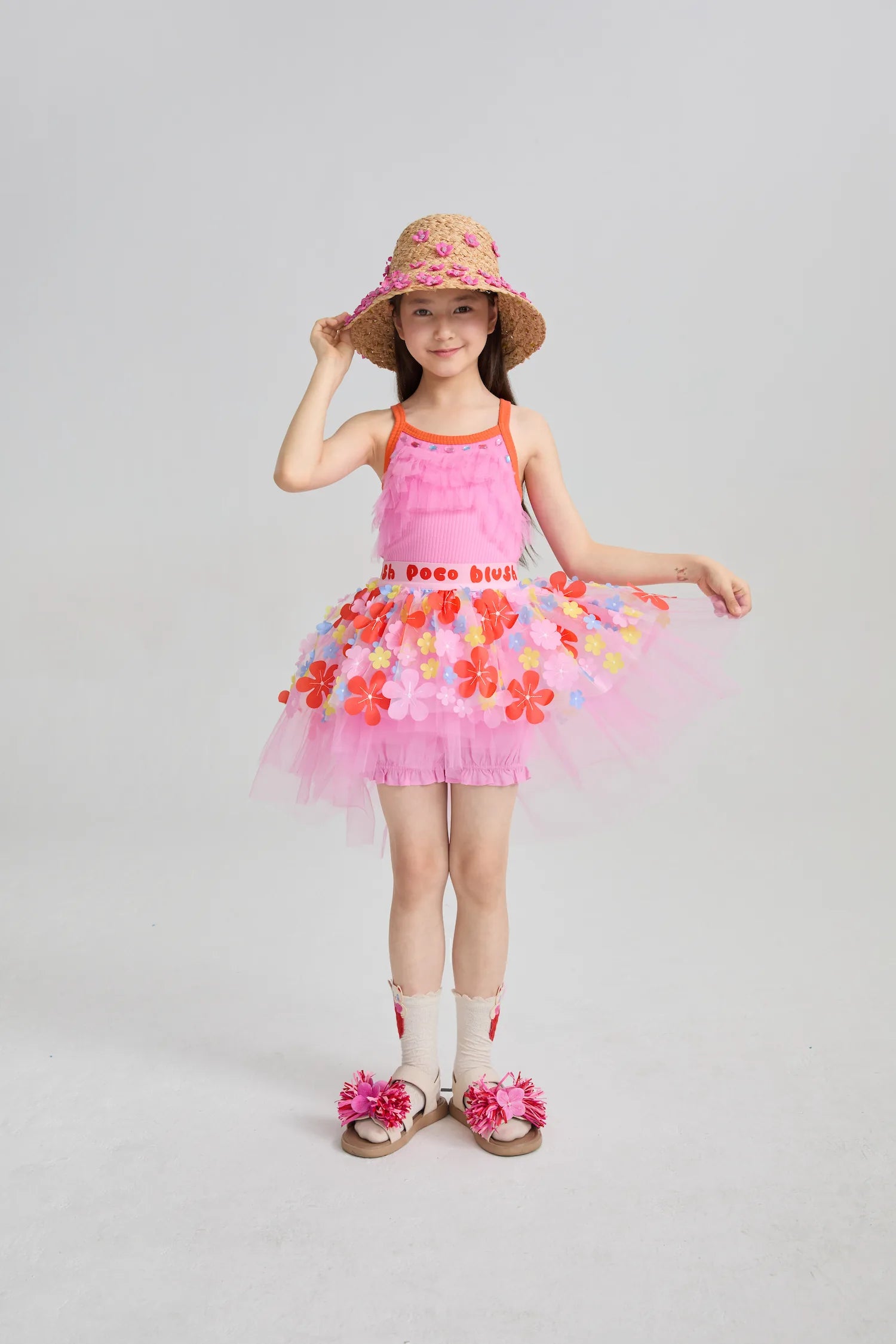 Poco Blush Tropical Flower Mesh Skort