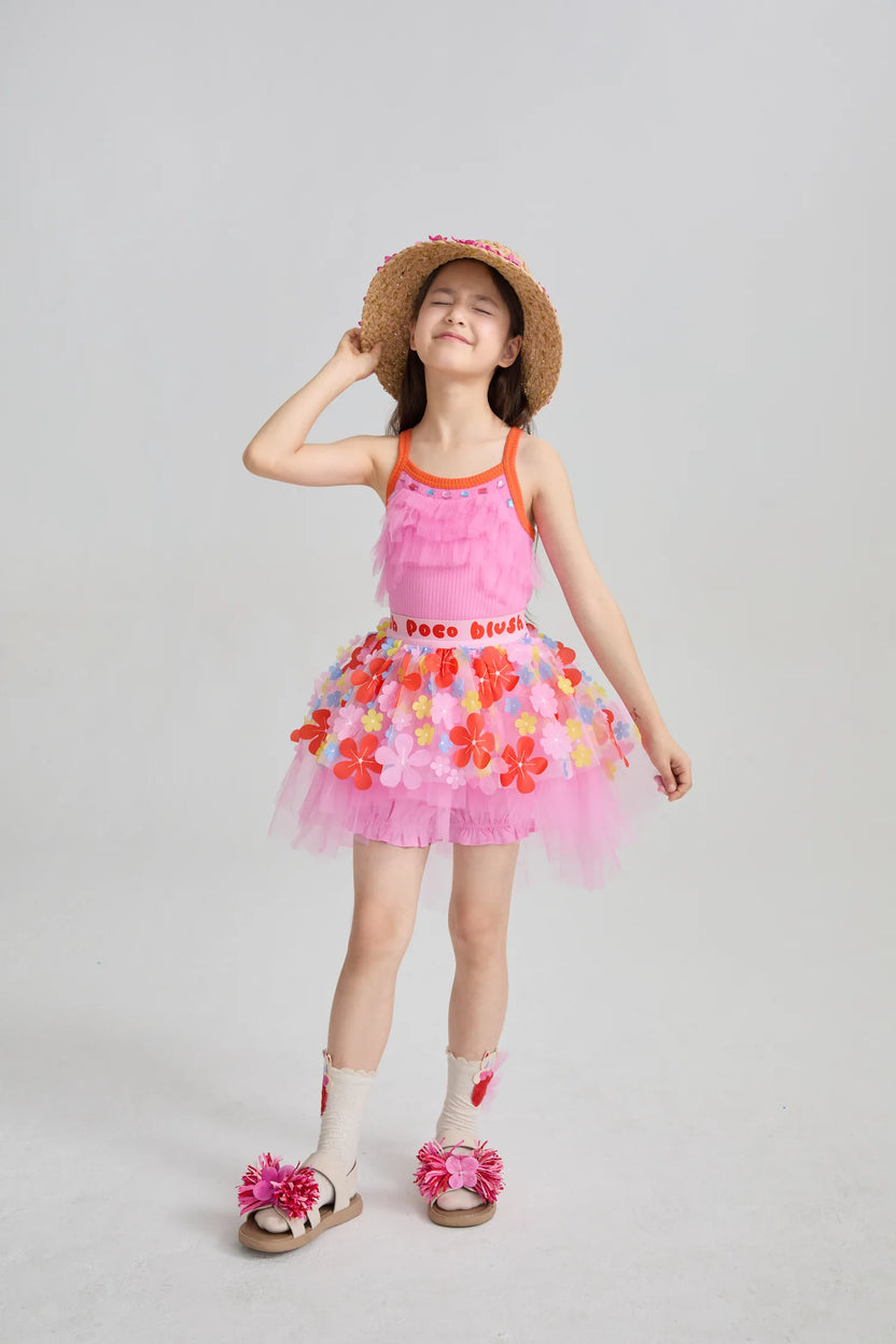 Poco Blush Tropical Flower Mesh Skort