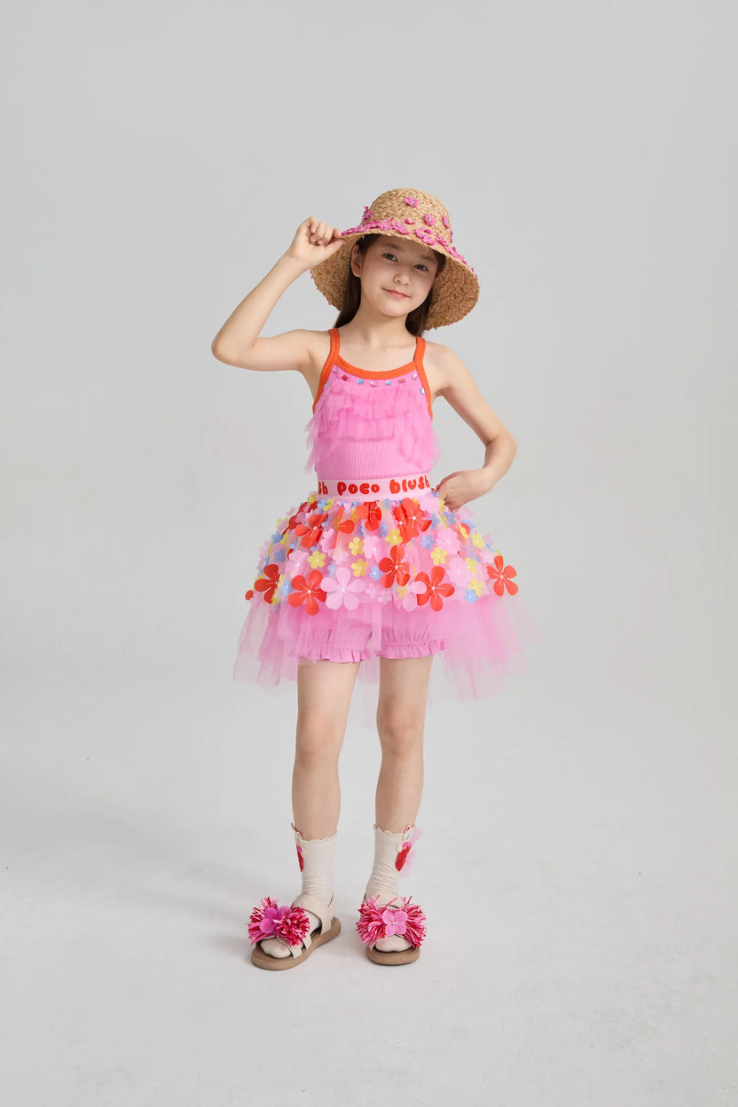 Poco Blush Tropical Flower Mesh Skort