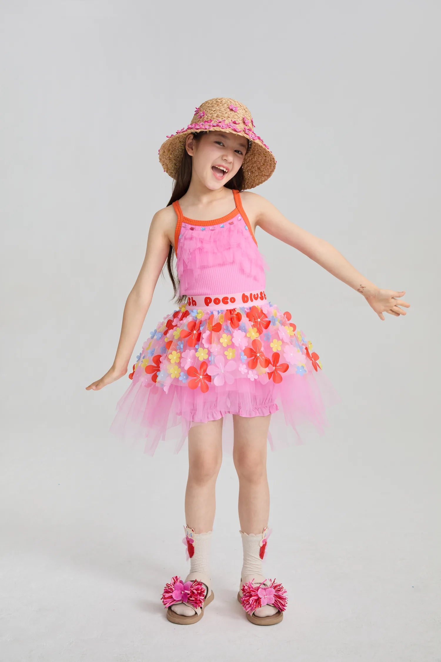 Poco Blush Tropical Flower Mesh Skort