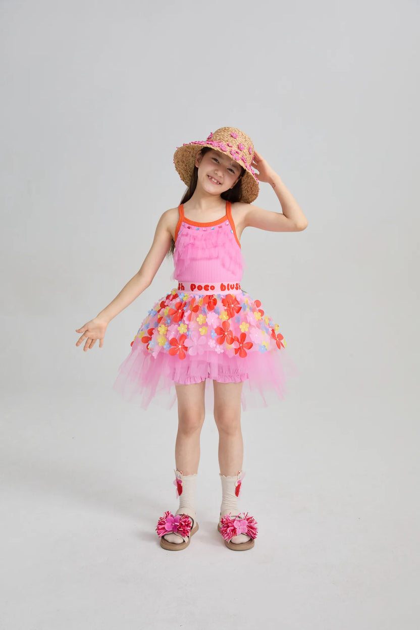 Poco Blush Tropical Flower Mesh Skort