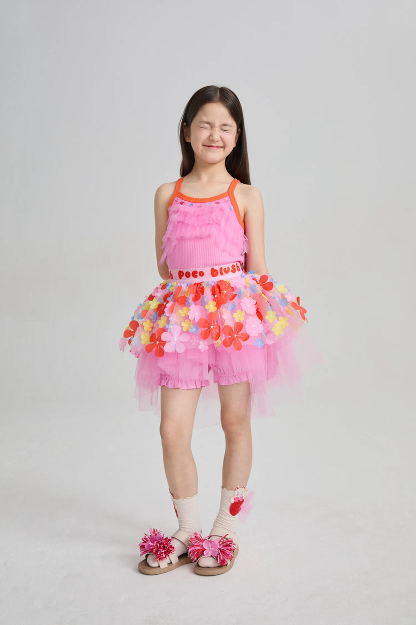 Tropical Flower Mesh Skort by Poco Blush, image 3