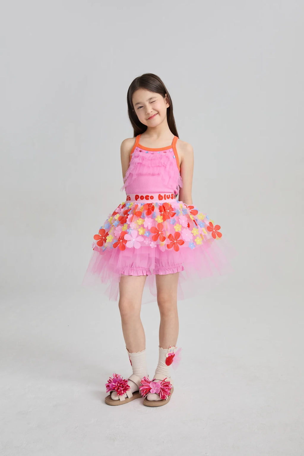 Poco Blush Tropical Flower Mesh Skort