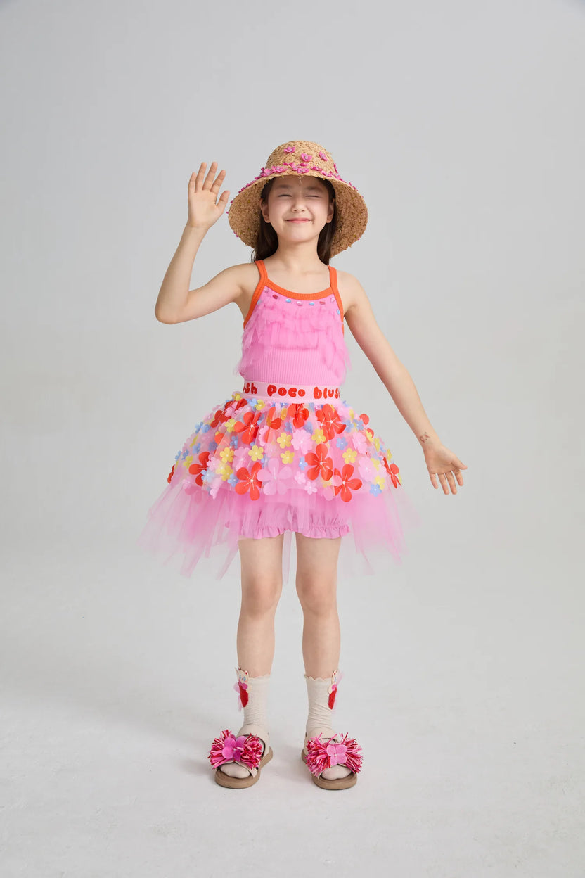 Tropical Flower Mesh Skort by Poco Blush, image 9