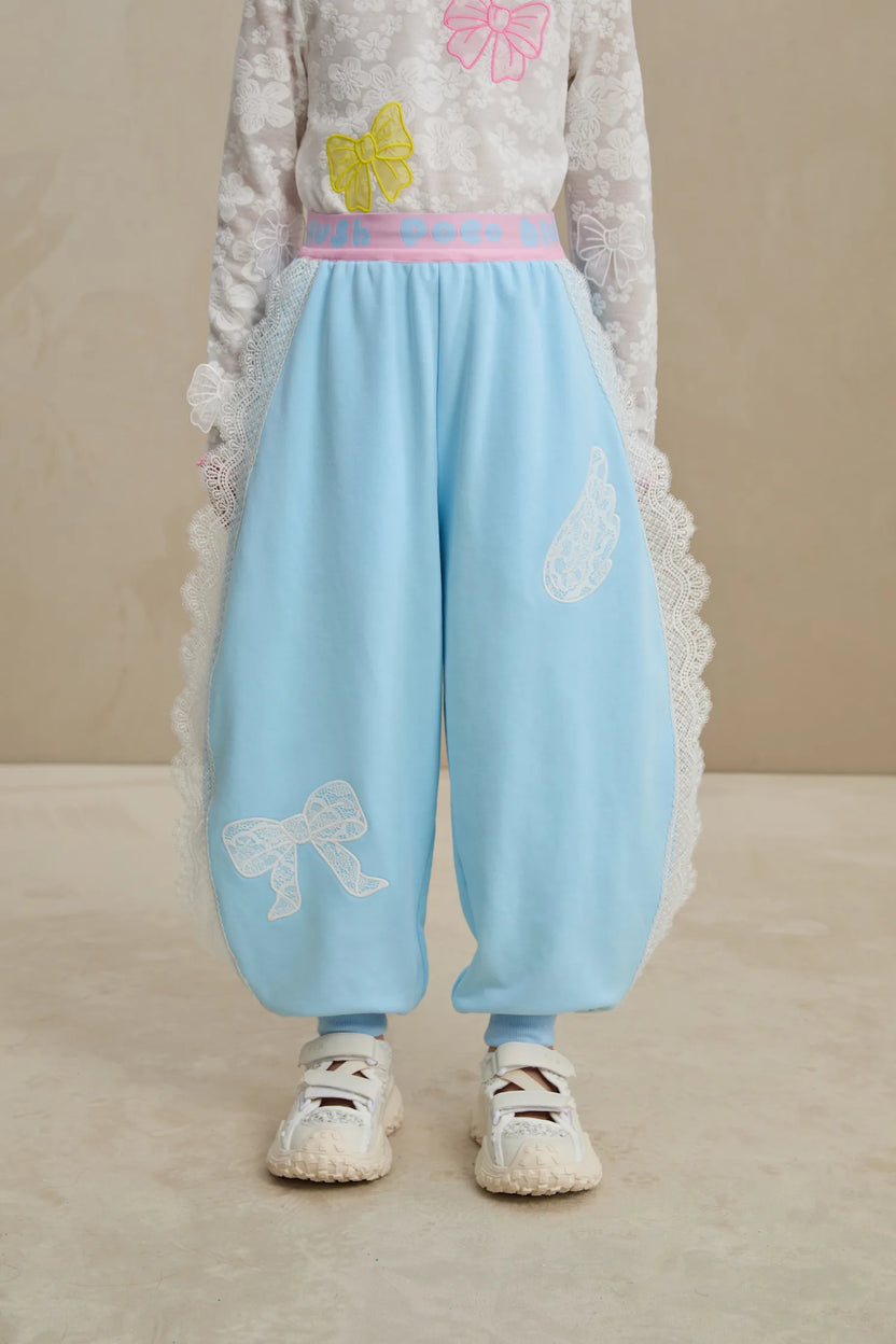 Lace-Trim Ballet Sweatpants with Bow Embroidery by Poco Blush, image 11