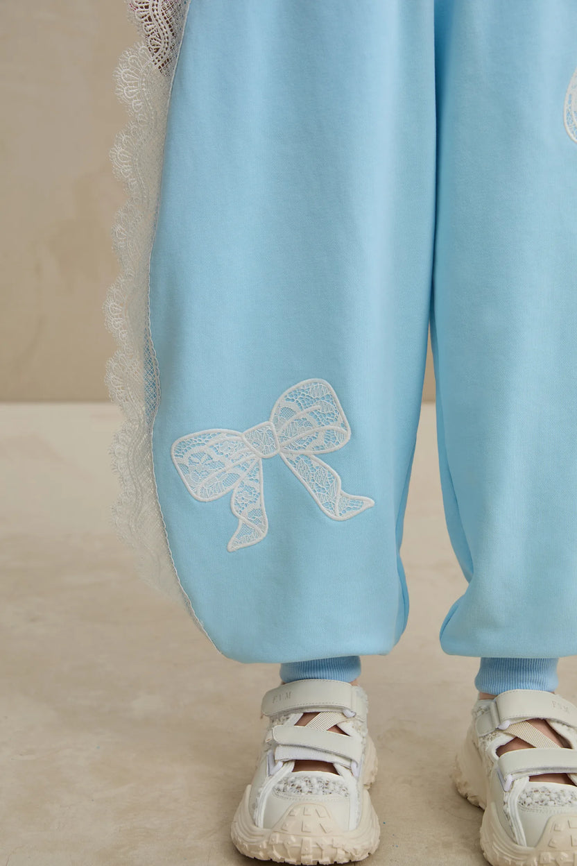Lace-Trim Ballet Sweatpants with Bow Embroidery by Poco Blush, image 13