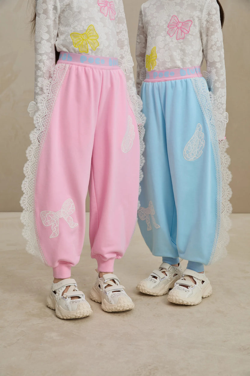 Lace-Trim Ballet Sweatpants with Bow Embroidery by Poco Blush, image 10