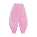 Lace-Trim Ballet Sweatpants with Bow Embroidery by Poco Blush, image 2