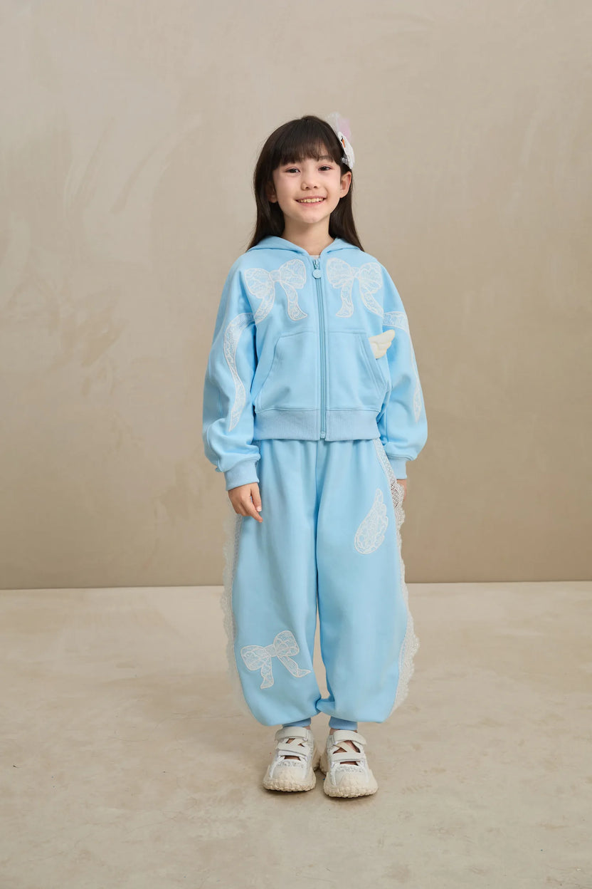 Lace-Trim Ballet Sweatpants with Bow Embroidery by Poco Blush, image 3