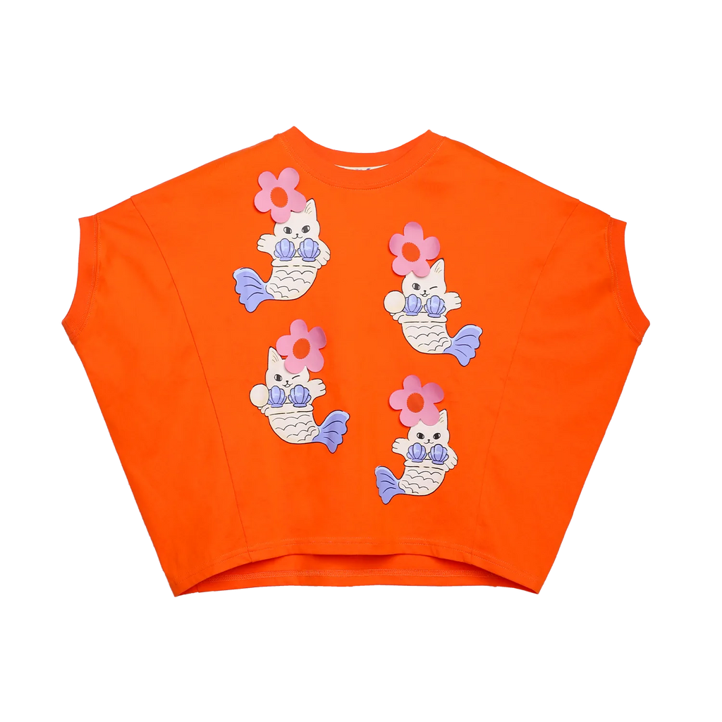 Poco Blush Mer-Cat Bat-Wing Tee