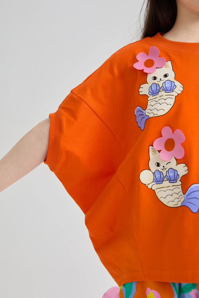 Mer-Cat Bat-Wing Tee by Poco Blush, image 12