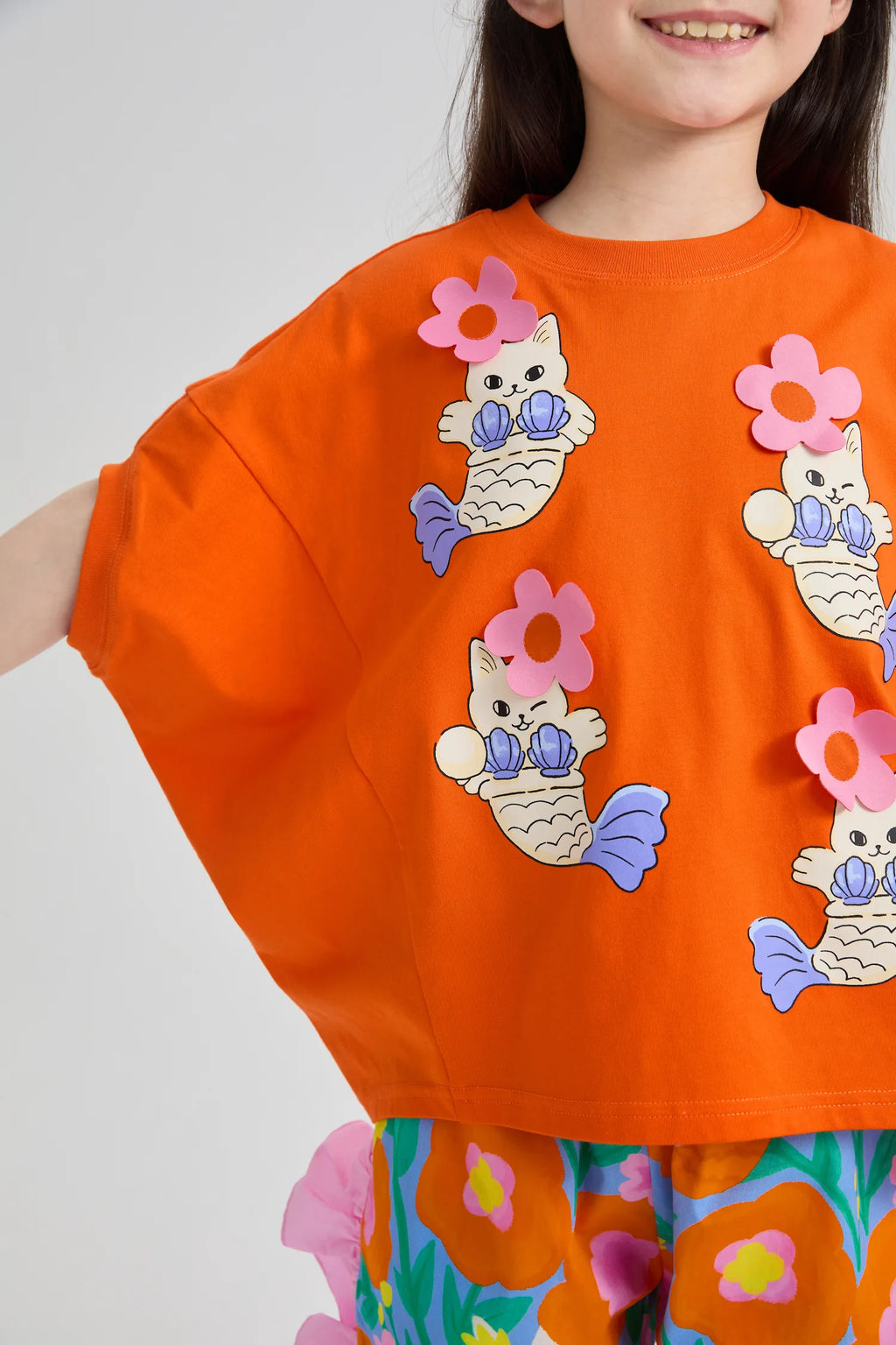 Poco Blush Mer-Cat Bat-Wing Tee