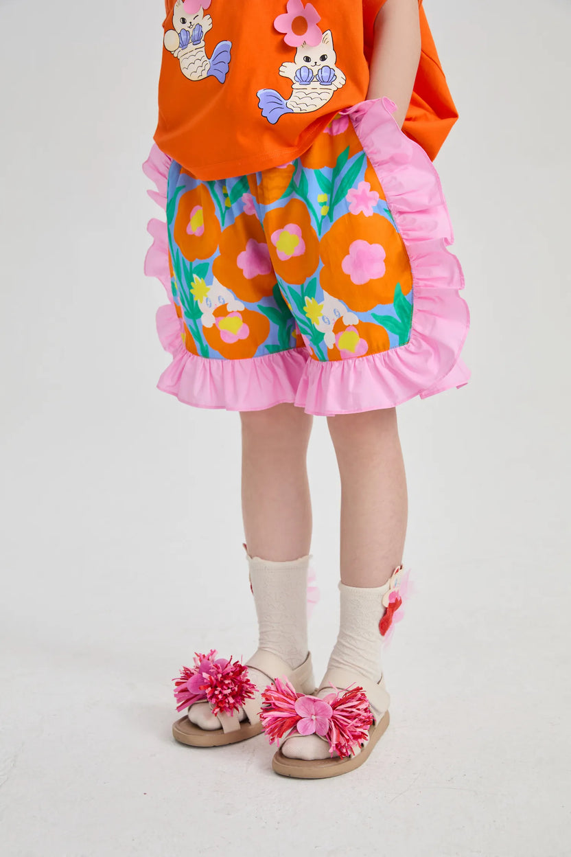 Mer-Cat Hibiscus Flounce Shorts by Poco Blush, image 10