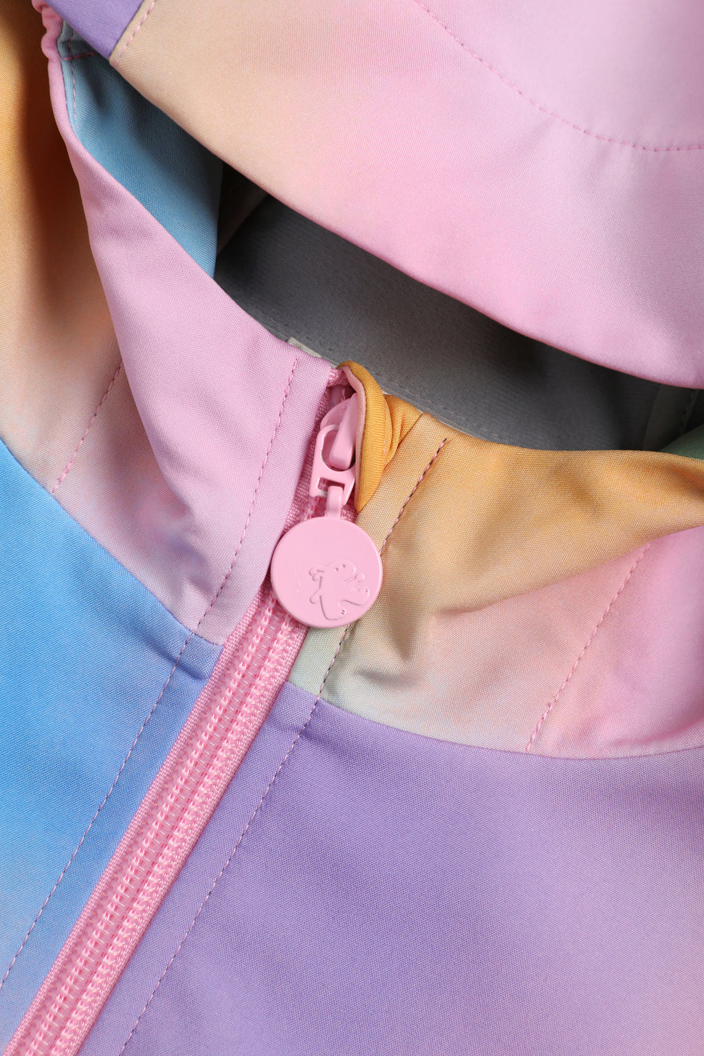 Ink-Wash Print Fleece-Lined Jacket — Ink-Wash Pink; construction and decoration detail