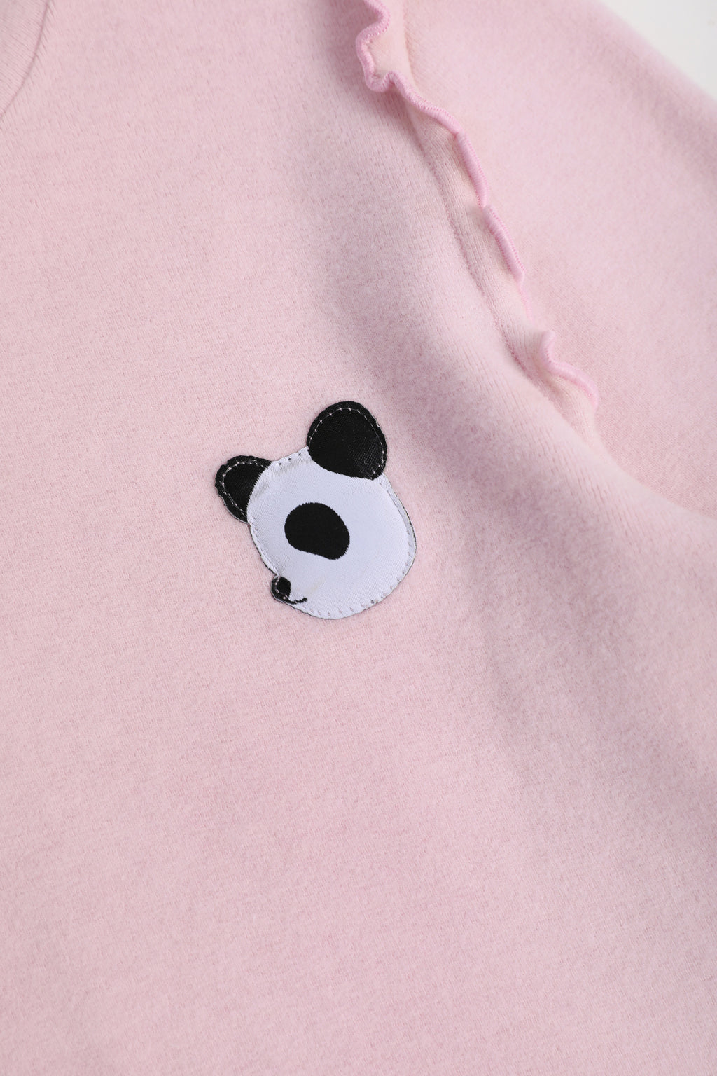 Ink-Wash Frill-Neck Base-Layer Top — Blossom Pink; construction and decoration detail