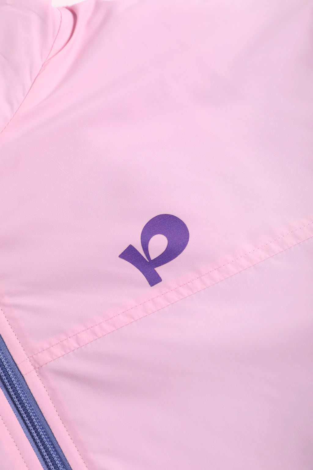 Ink-Wash Reversible Hooded Fleece Jacket — Peach Pink; construction and decoration detail