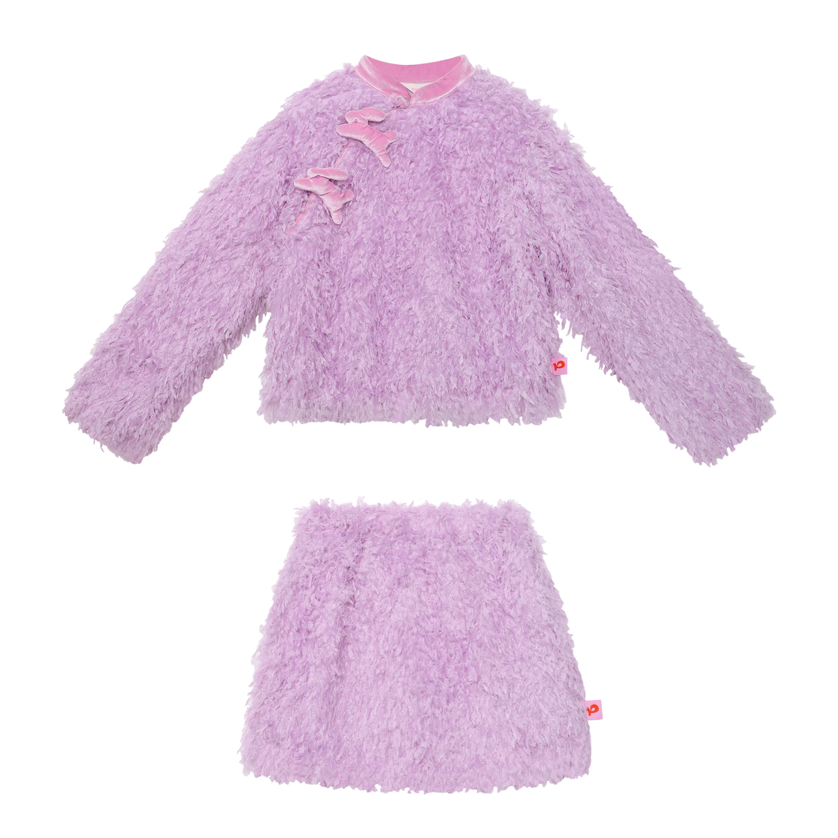 Moon Rabbit Fringed Jacket & Skirt Set — Taro Purple; complete two-piece jacket and skirt set; both pieces included