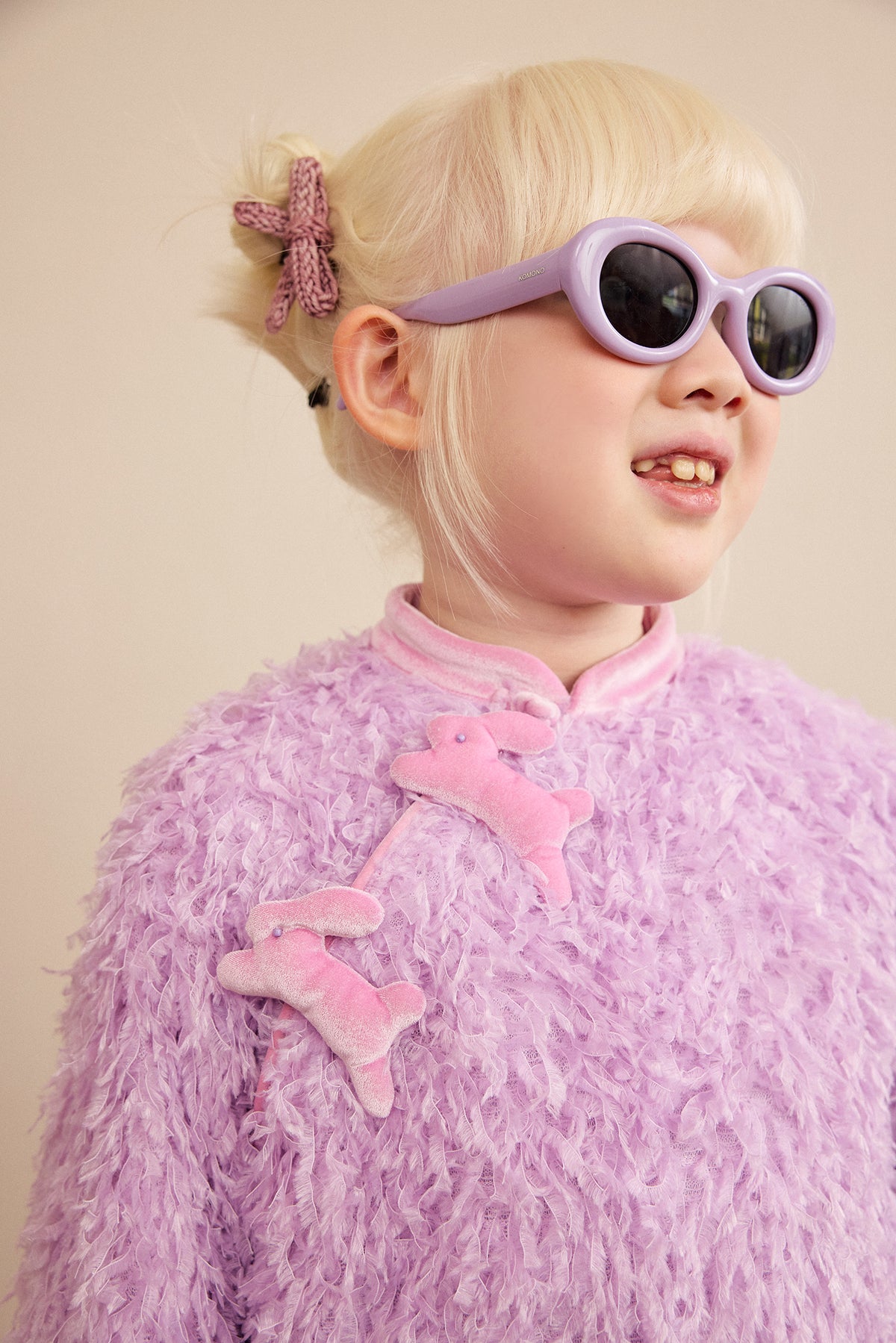 Set Moon Rabbit cu geacă cu franjuri și fustă — Mov taro; setul asortat din două piese, purtat; accesoriile și celelalte articole din ținută nu sunt incluse