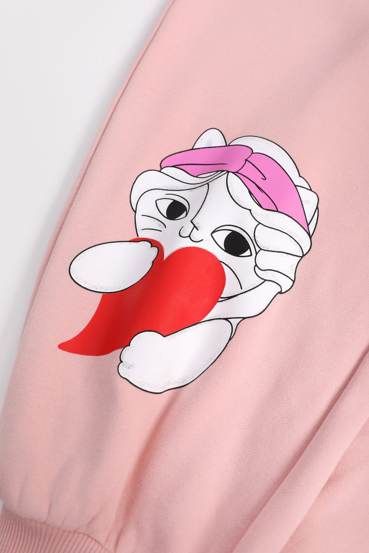 Hide-and-Seek Cat Joggers — Dusty Pink; construction and decoration detail