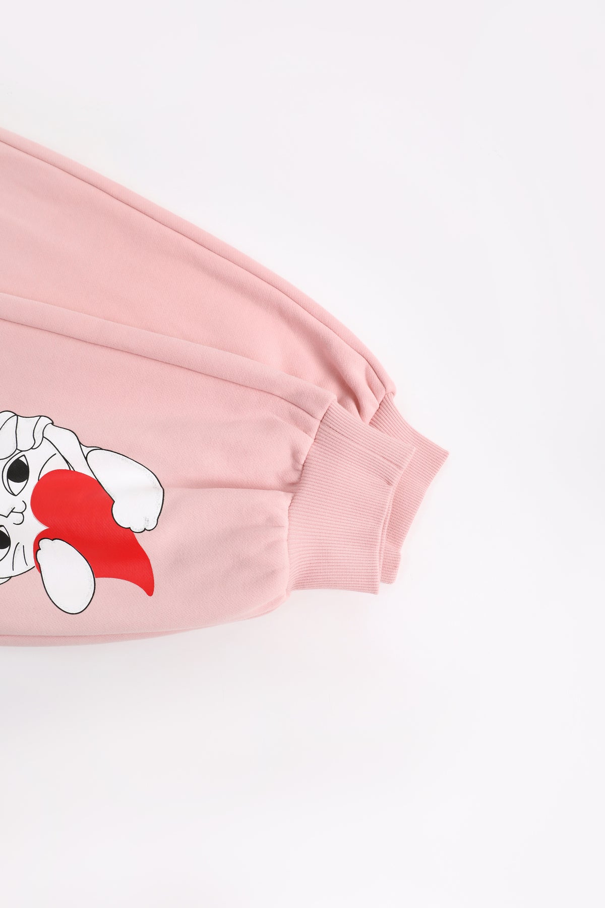 Hide-and-Seek Cat Joggers — Dusty Pink; construction and decoration detail