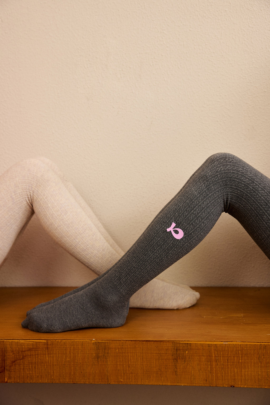 Fleece-Feel Knit Tights — Pencil Grey; worn view; other styled garments and accessories are not included