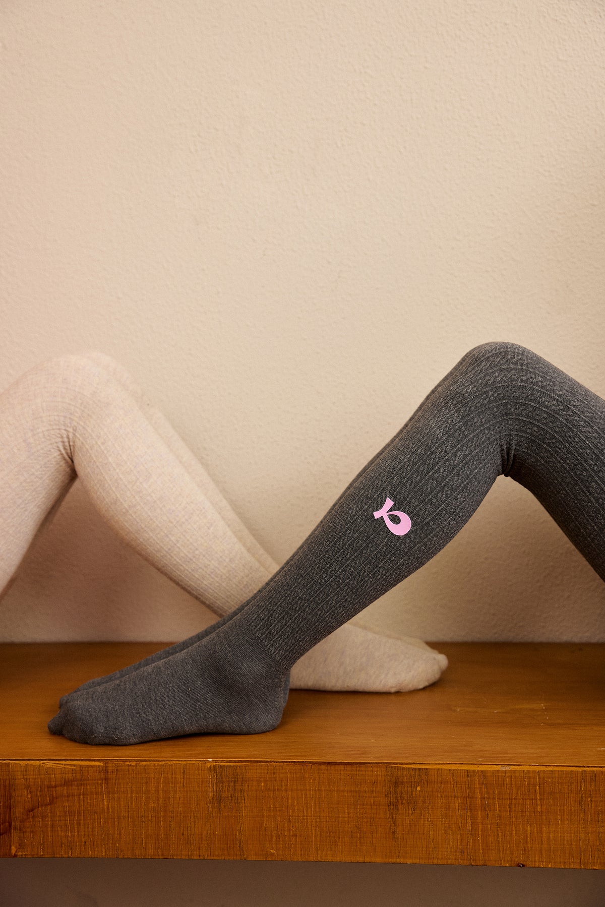 Fleece-Feel Knit Tights — Pencil Grey; worn view; other styled garments and accessories are not included