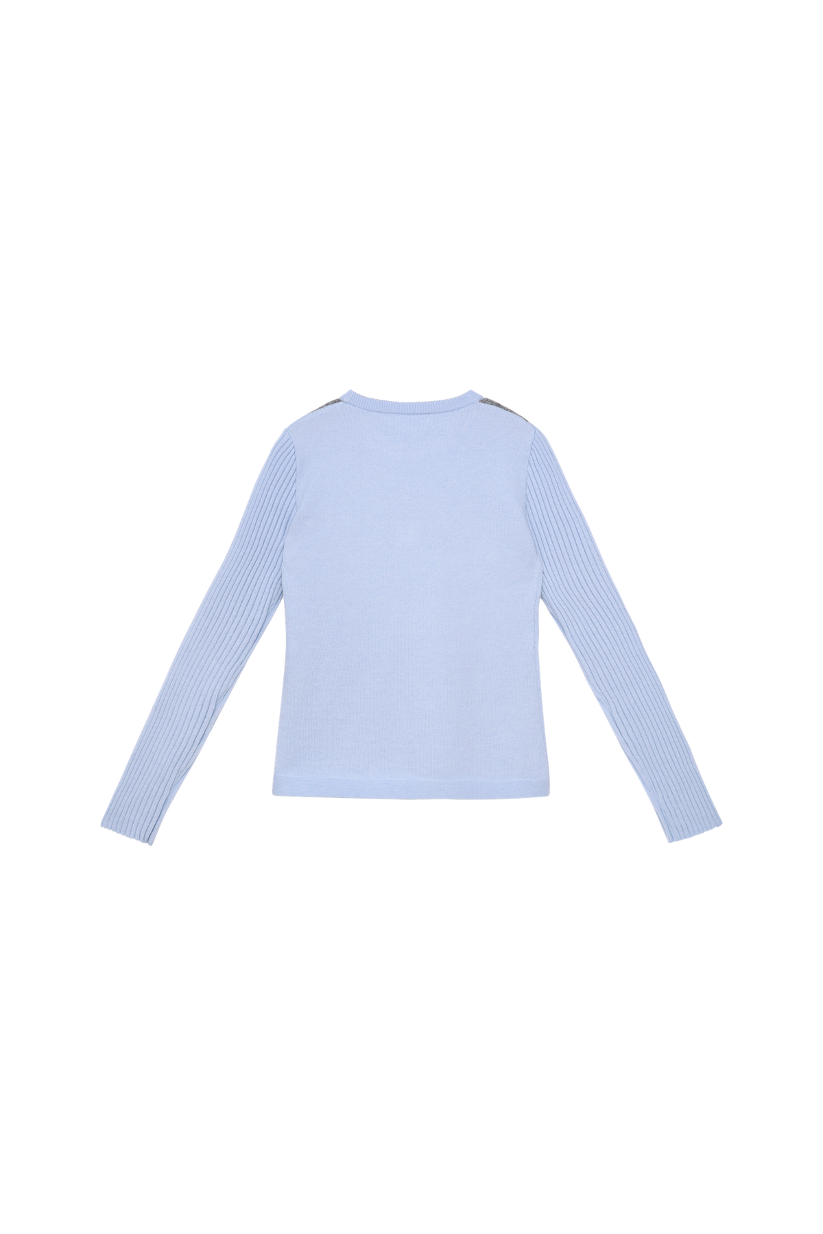 Ink-Wash Layered-Look Sweater in Blue — Sky Blue; back view