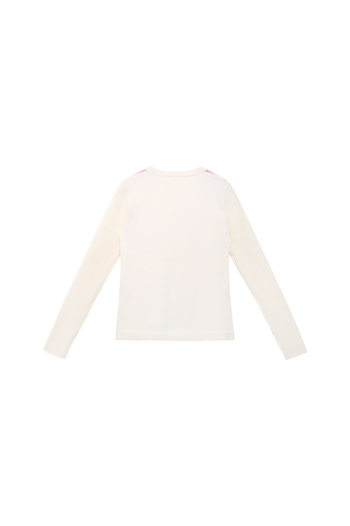 Ink-Wash Layered-Look Sweater in Pink — Milk White; back view