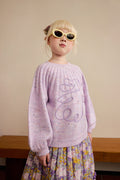 Moon Rabbit Cord-Embroidered Sweater — Taro Purple; worn view; other styled garments and accessories are not included