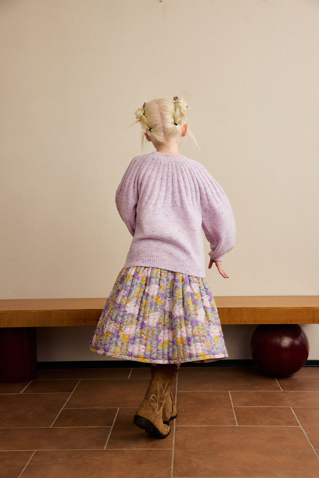 Moon Rabbit Cord-Embroidered Sweater — Taro Purple; worn view; other styled garments and accessories are not included