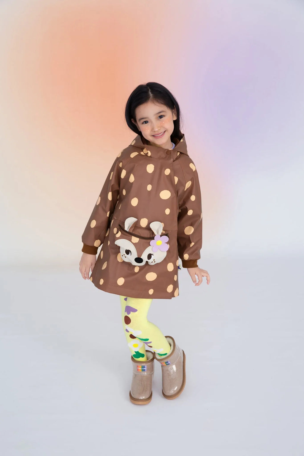 Poco Blush Deer Spot Mid-Length Raincoat